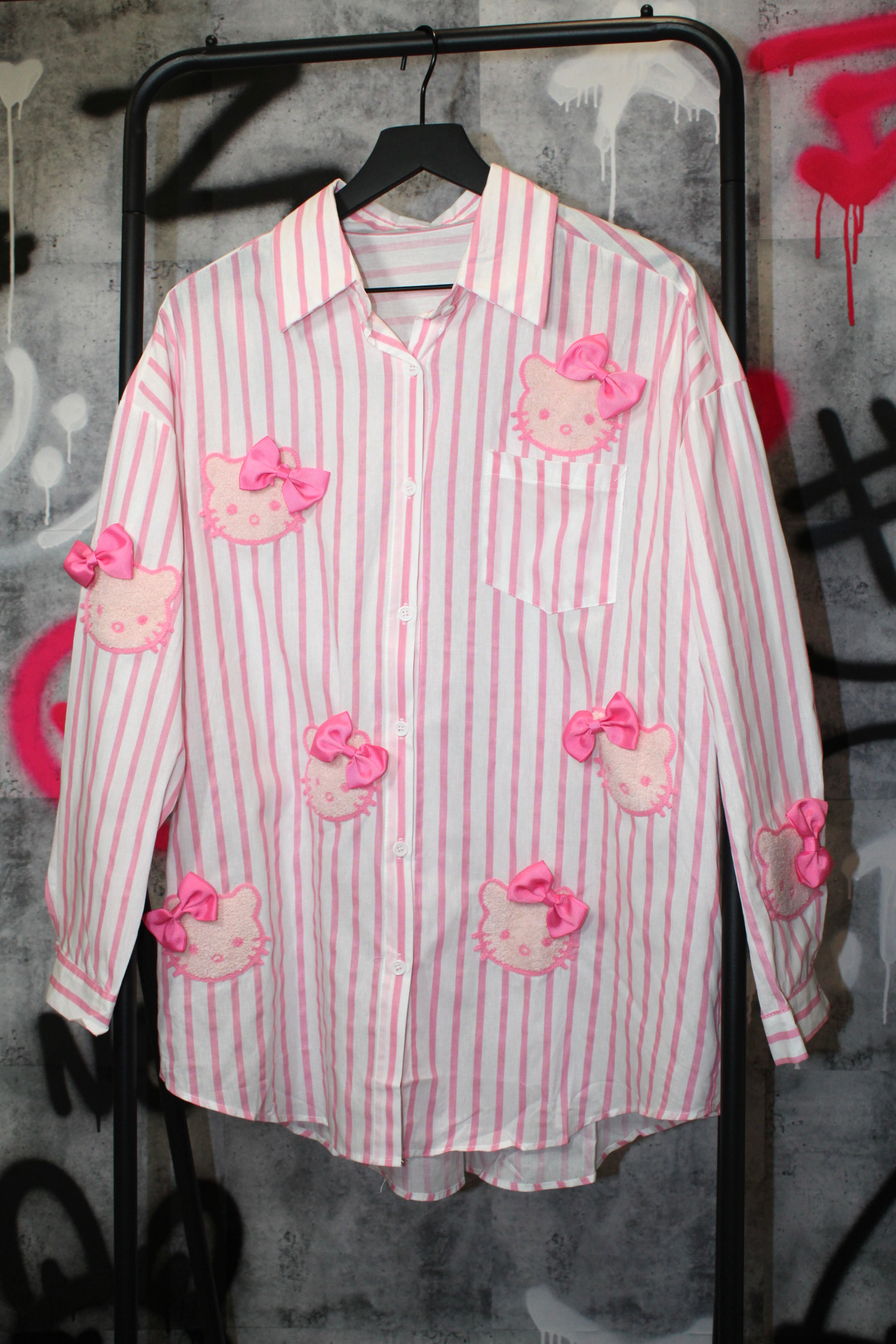 Pink Kitty Stripe Shirt