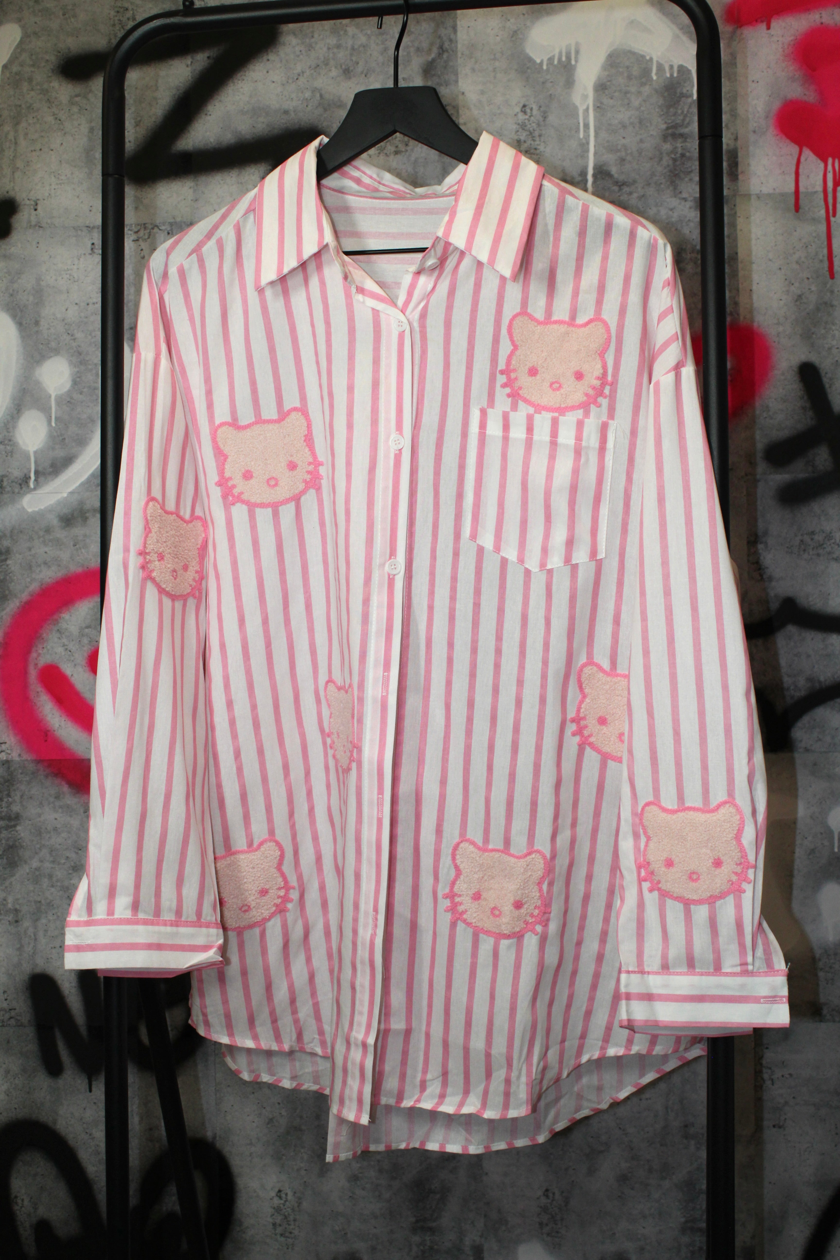 Pink Kitty Stripe Shirt