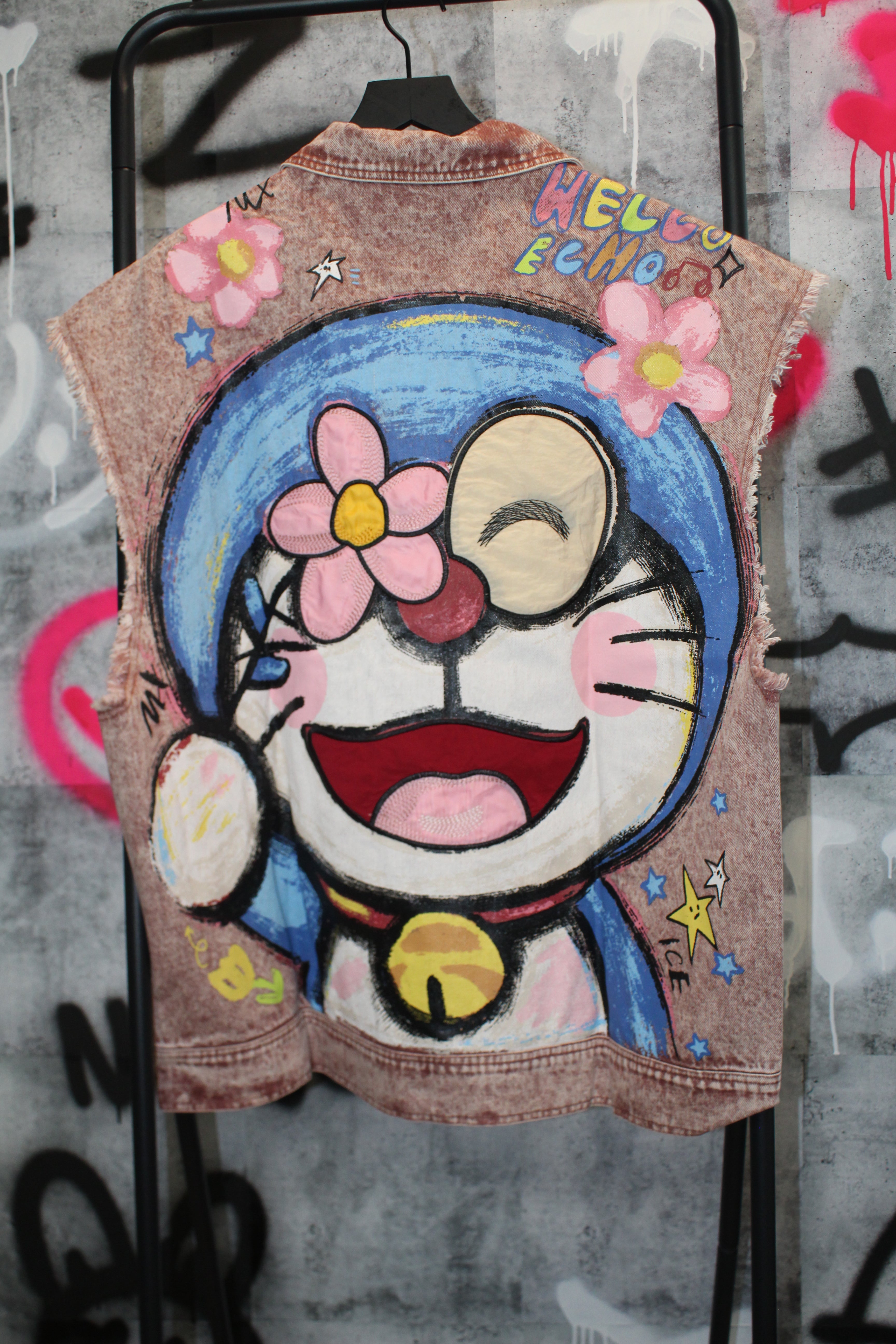Washed Pink Doraemon Vest