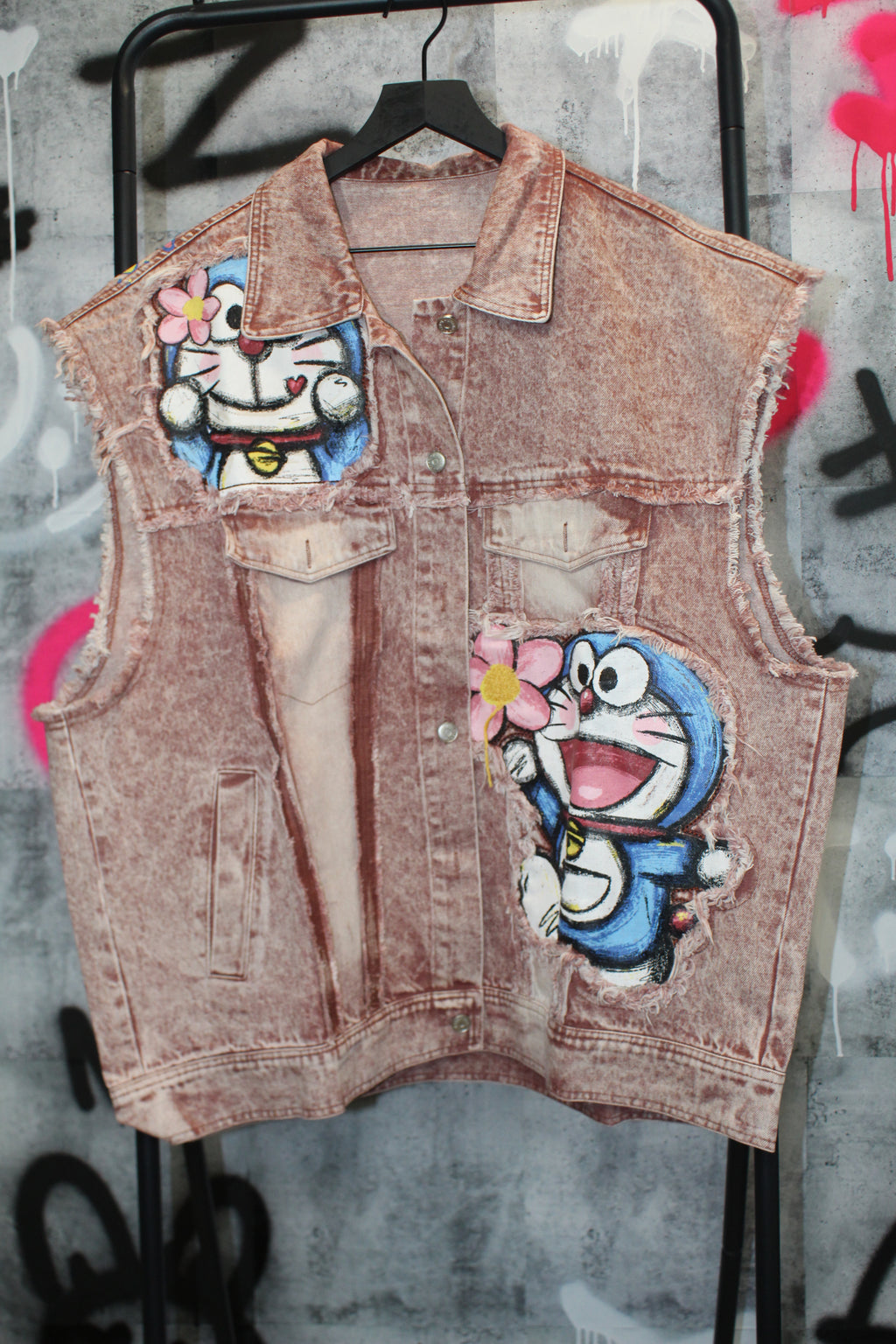 Washed Pink Doraemon Vest