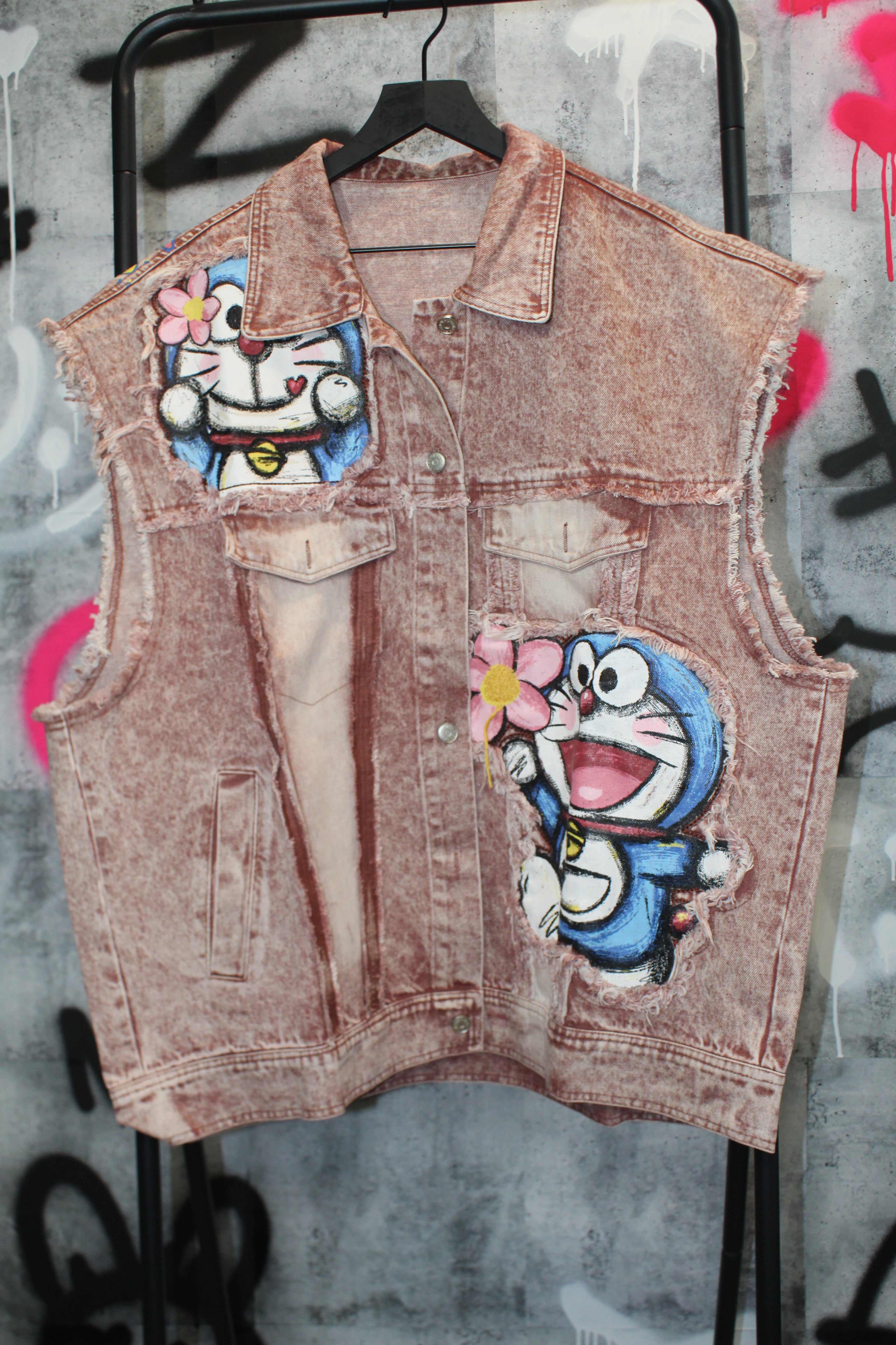 Washed Pink Doraemon Vest